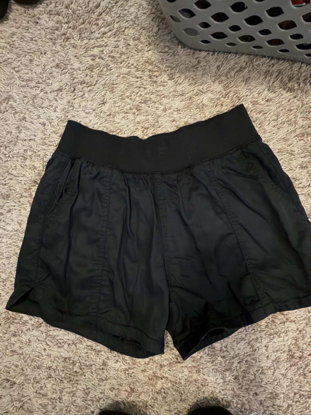 Women's Black Athletic Relaxed Waistband Shorts